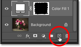Klicken Sie im Ebenenbedienfeld von Photoshop auf das Symbol „Neue Ebene hinzufügen“.