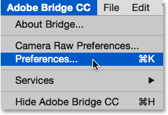 Choose Preferences from the Adobe Bridge CC menu.