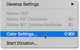 Откройте настройки цвета в Adobe Bridge.