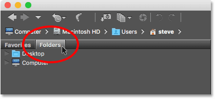 Ouvrez le panneau Dossiers dans Adobe Bridge CC.