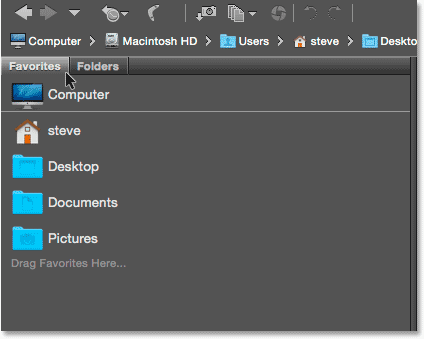 Favorites and Folders panels in Bridge CC. Image © 2015 Photoshop Essentials.com