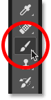 Selecting the Brush Tool from the Photoshop toolbar