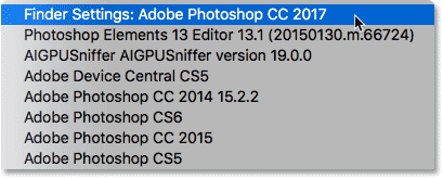 Set up Photoshop CC 2017 as the new app for opening PNG files.