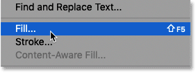Choosing the Fill command in Photoshop