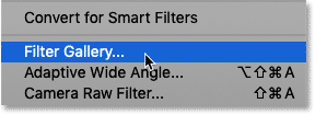 Selecting the Filter Gallery in Photoshop CS6.