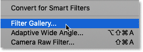 Sélectionnez Galerie de filtres dans Photoshop CS6.