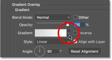 Выберите другой градиент для эффекта слоя «Наложение градиента».