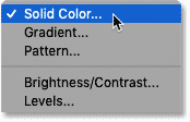 Select a solid color fill layer in the Layers panel of Photoshop.