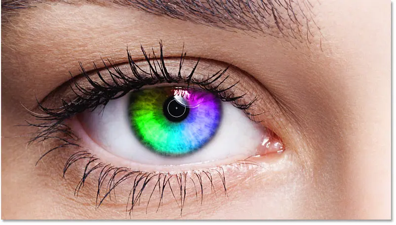 Blenden Sie den Farbverlauf in der Pupille aus
