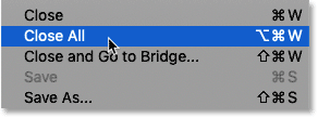 Choose Close All from the File menu.