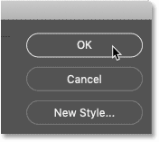 Clicking OK closes the Layer Style dialog box in Photoshop
