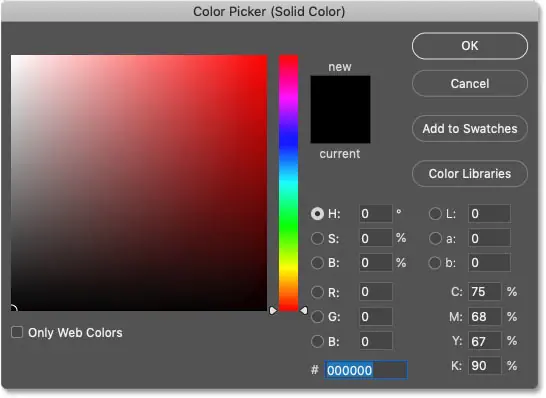 اختيار لون لطبقة التعبئة من Color Picker