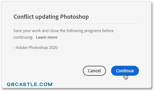 Konflikt-Update-Photoshop-Meldung