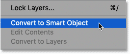 Convert a gradient fill layer to a Smart Object in Photoshop's Layers panel