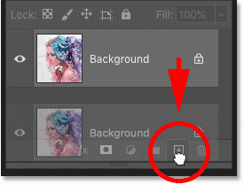 Arrastre la capa de fondo al icono Agregar nueva capa en Photoshop