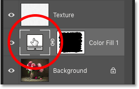 Haga doble clic en la muestra de color de la capa de relleno con un color sólido en Photoshop.