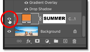 Clicking the fill layer visibility icon in the Layers panel