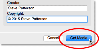 Clicking the Get Media button in Photo Downloader.
