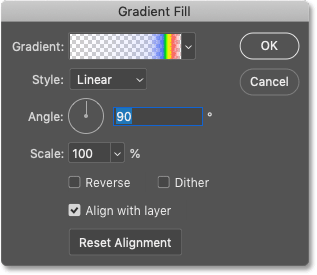 Gradiente de relleno del cuadro de conexión en Photoshop