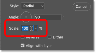 Highlight the gradient value in the Gradient Fill dialog box in Photoshop