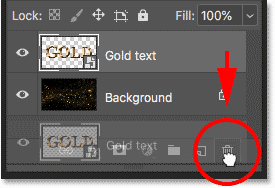 Delete the text effect from the background document