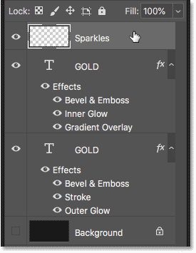 Select the top text effect layer in the Layers panel