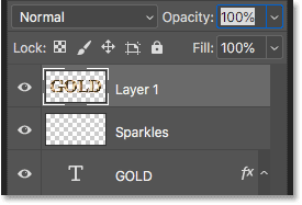 The text effect has been combined into one layer