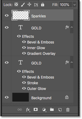 The Layers panel displays Photoshop's text effect and background layer layers.