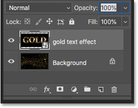 The text effect document is placed as a Smart Object over the background