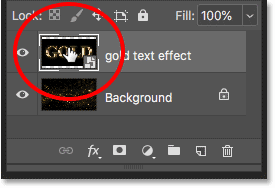 Open the Smart Object to display a text effect document in Photoshop
