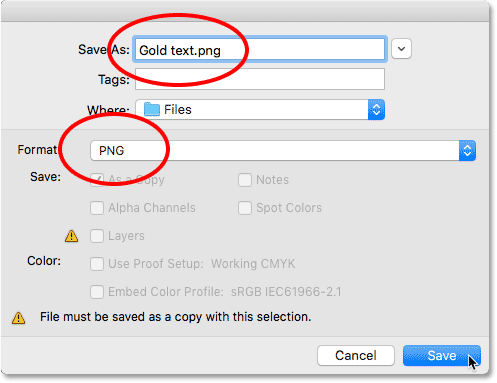 Enregistrez l'effet de texte sous forme de fichier PNG dans Photoshop