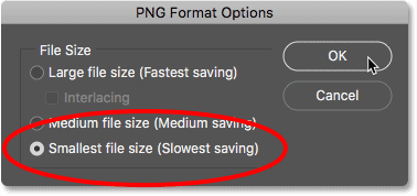 Set PNG format options in Photoshop