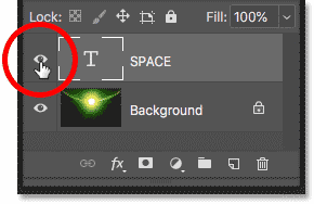 Turn on the type layer in the document in Photoshop