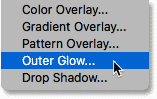 Choisissez un style de calque Outer Glow pour le texte