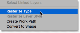 أمر Rasterize Type في Photoshop
