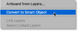 Convert a type layer to a Smart Object in Photoshop