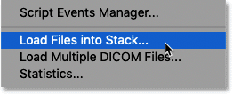 Define the Upload Files to Stack command in Photoshop