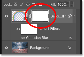 مصغر قناع الطبقة على كائن التدرج اللوني الذكي في لوحة Layers في Photoshop