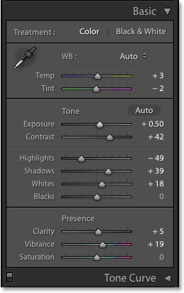 The main panel in Adobe Lightroom CC.