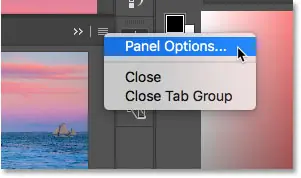 Откройте параметры панели «Навигатор».