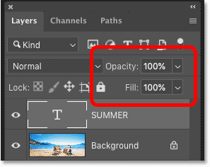 Options d'opacité et de remplissage dans le panneau Calques de Photoshop