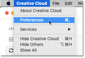 So öffnen Sie die Einstellungen der Creative Cloud-App