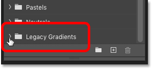 Öffnen Sie die Gruppe „Legacy-Verläufe“ im Bedienfeld „Verläufe“ von Photoshop