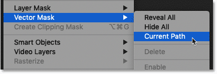 How to convert a path to a vector mask in Photoshop
