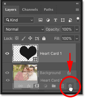 Drag the shape layer to the trash can in Photoshop's Layers panel