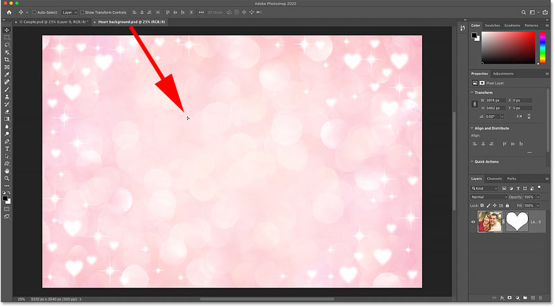 Drag and drop the shape into the new background document in Photoshop