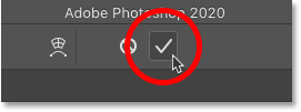 Hacer clic en la marca de verificación para cerrar Free Transform en Photoshop
