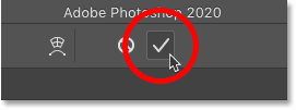 Klicken Sie auf das Häkchen, um Free Transform in Photoshop zu schließen