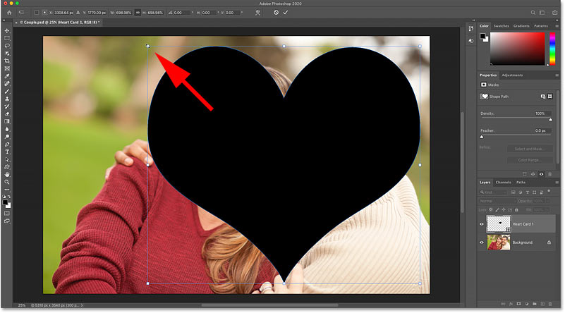 Redimensionner et déplacer une forme à l'aide de Free Transform dans Photoshop