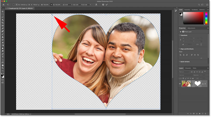 Resize the shape without resizing the image in Photoshop